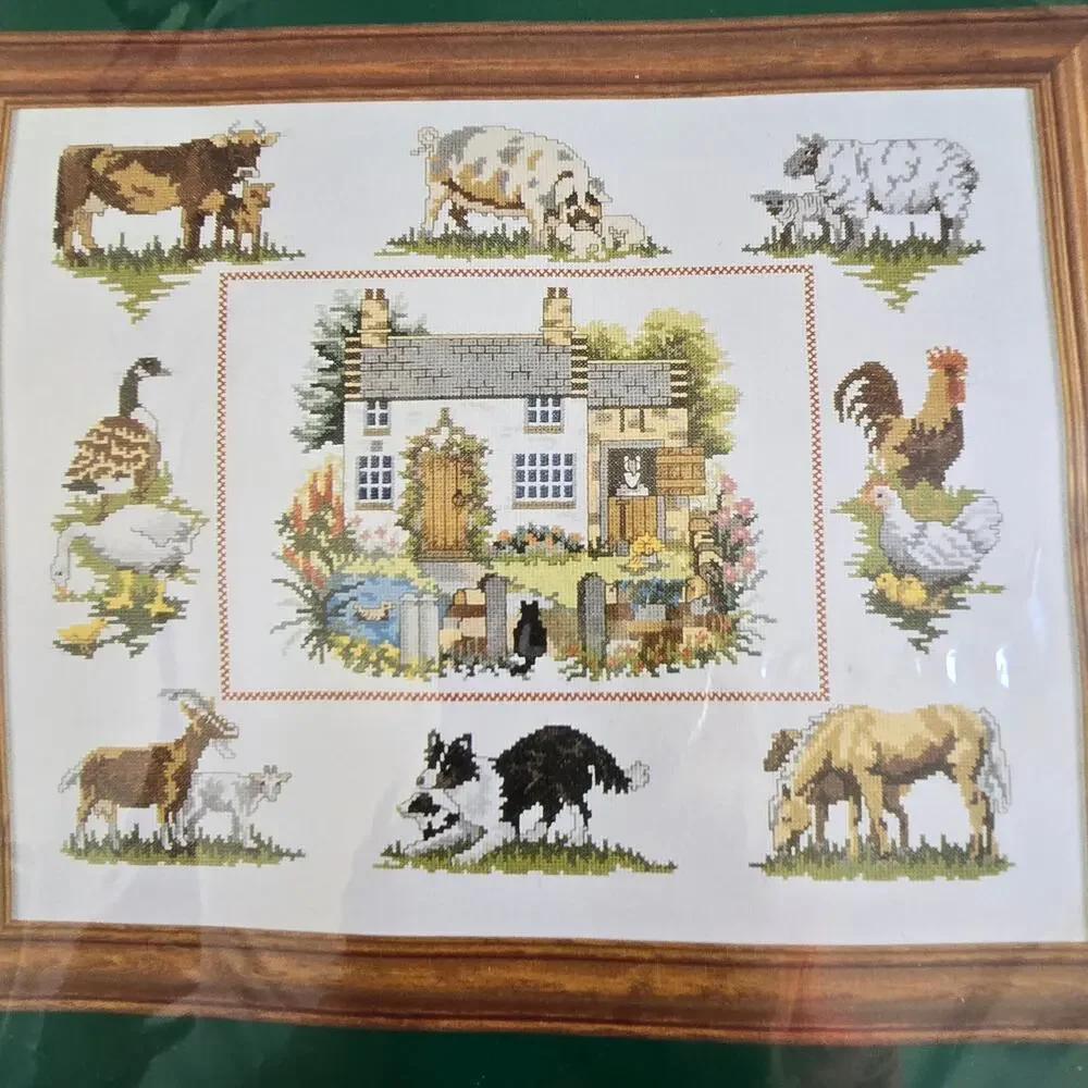 Vintage The Craft Collection Farmyard Cottage Cross Stitch Kit Barnyard Farmyard